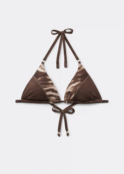 Brown Suede Triangle Bikini Top