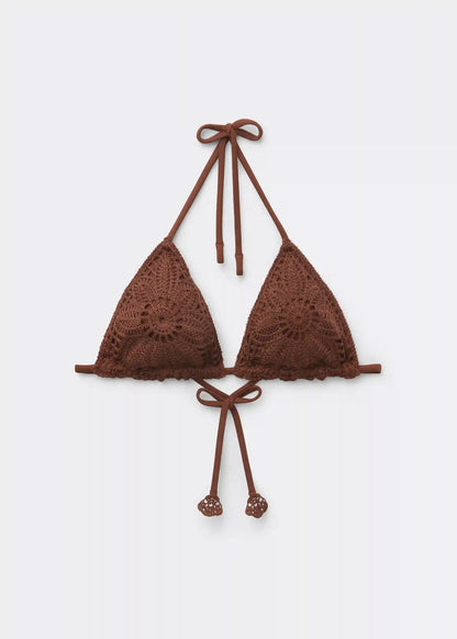 Triangle Swimsuit Top Floral Crochet