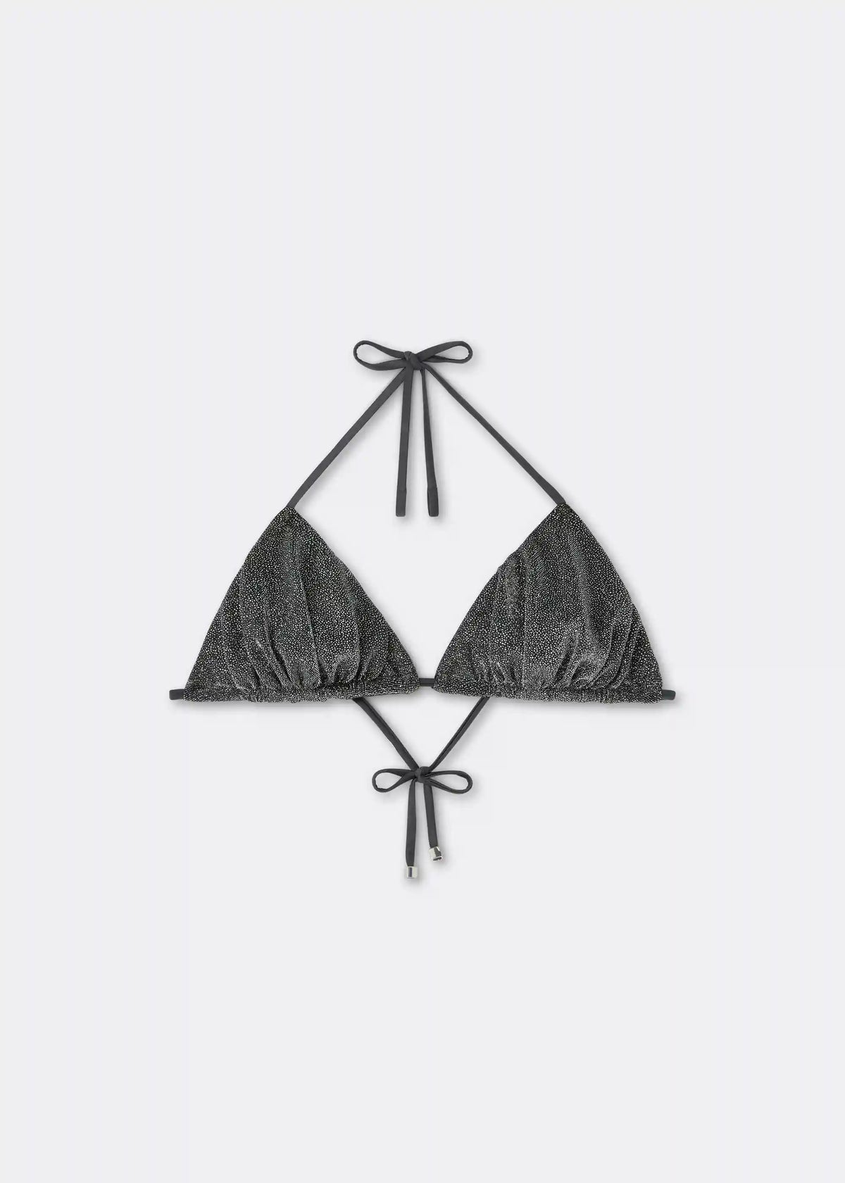 Triangle Swimsuit Top Silver Glitter