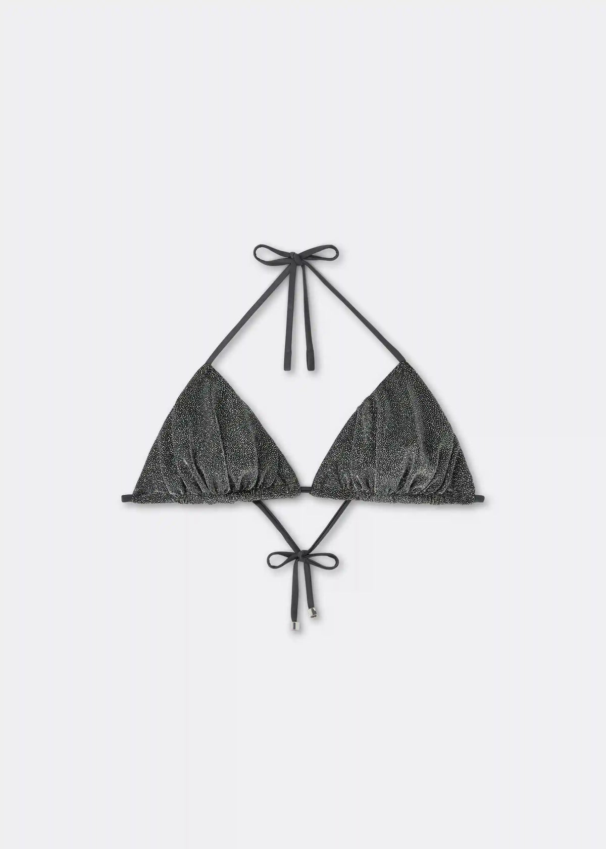 Triangle Swimsuit Top Silver Glitter