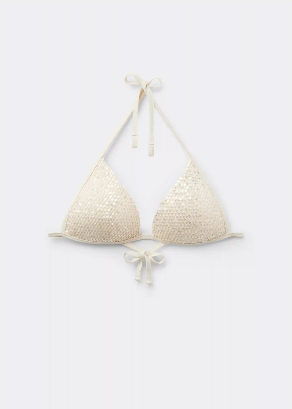Padded Triangle Swimsuit Top Sequin Net