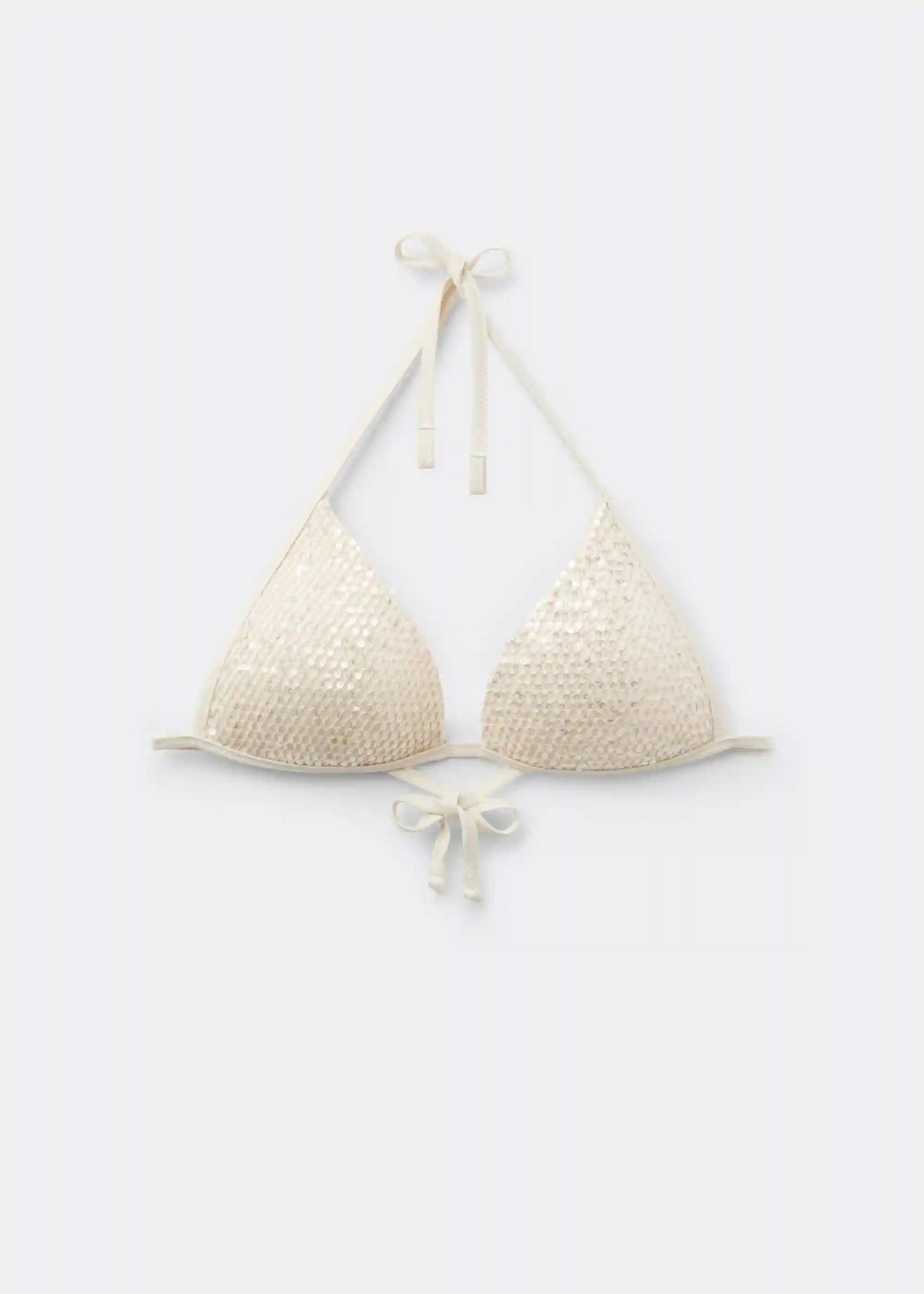 Padded Triangle Swimsuit Top Sequin Net