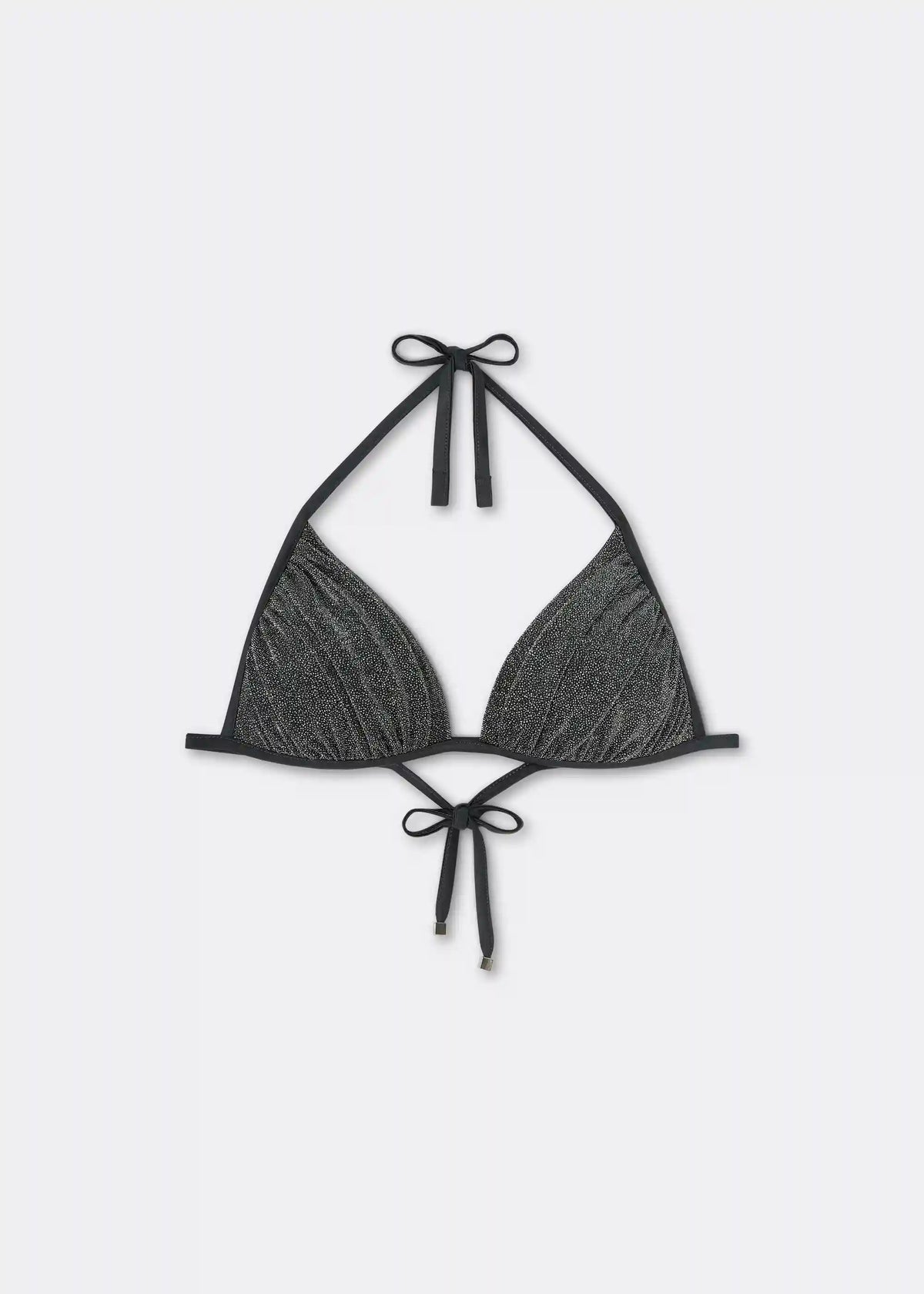 Graduated Padded Triangle Swimsuit Top Silver Glitter