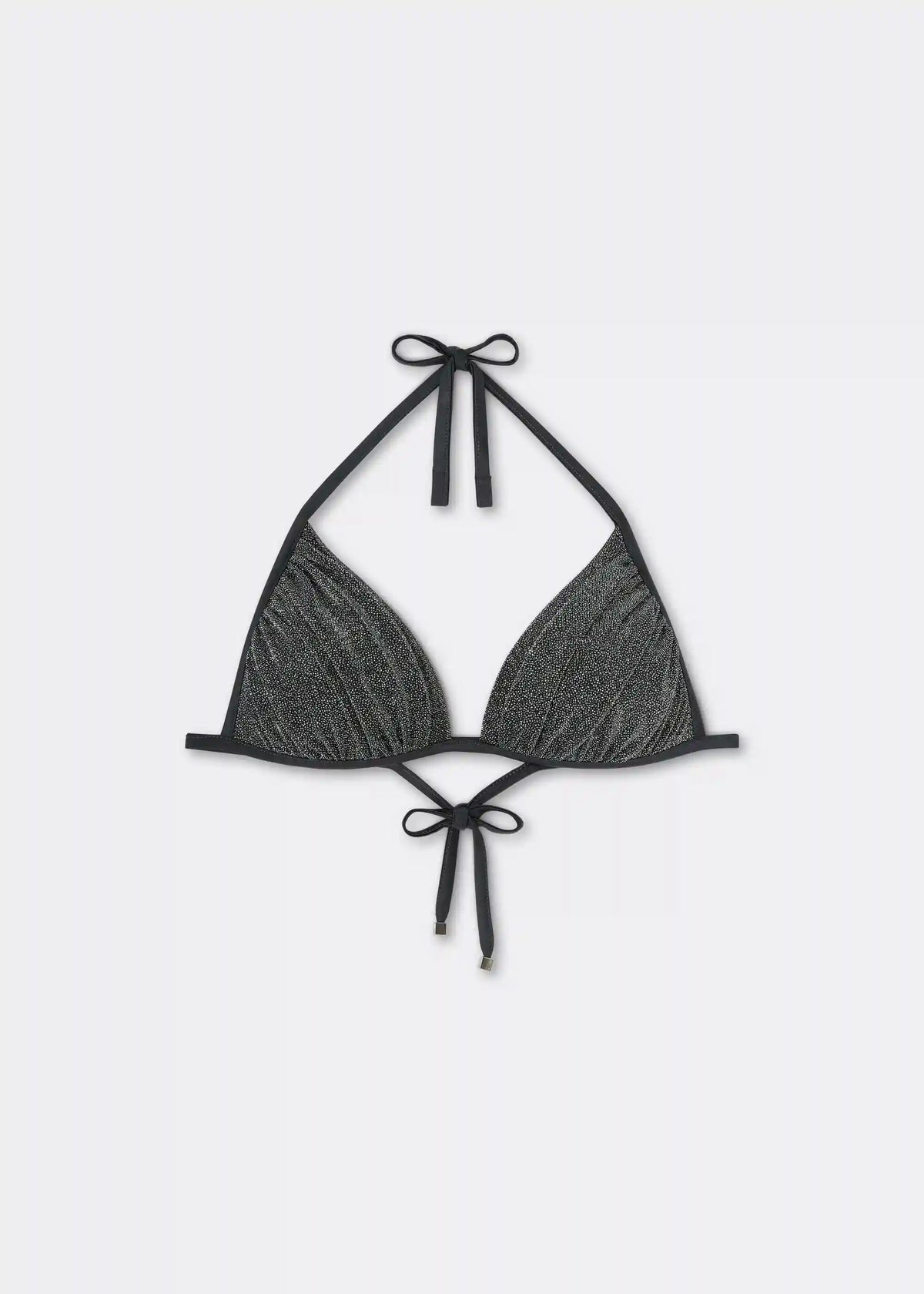 Graduated Padded Triangle Swimsuit Top Silver Glitter