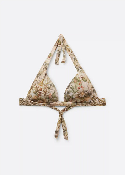 Tropical Foliage Padded Triangle Swimsuit Top