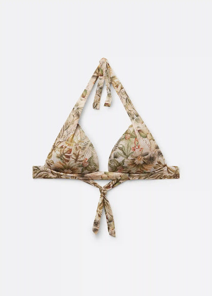 Tropical Foliage Padded Triangle Swimsuit Top