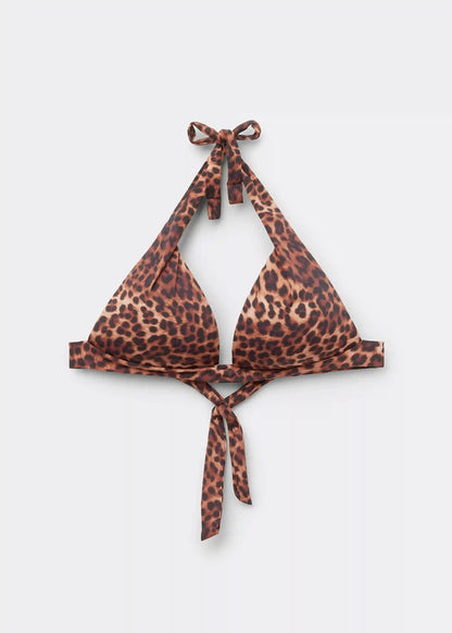 Brown Animalier Graduated Padded Triangle Swimsuit