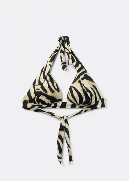 Padded Triangle Swimsuit Top Savannah Zebra