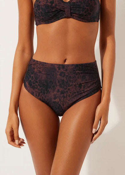 High-Waist Bikini Bottom Dark Animalier