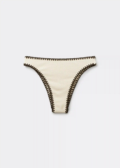 High Waist Brazilian Swimsuit Bottom Bicolor Embroidery