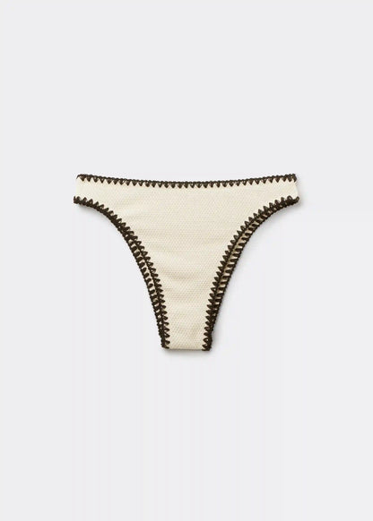 High Waist Brazilian Swimsuit Bottom Bicolor Embroidery