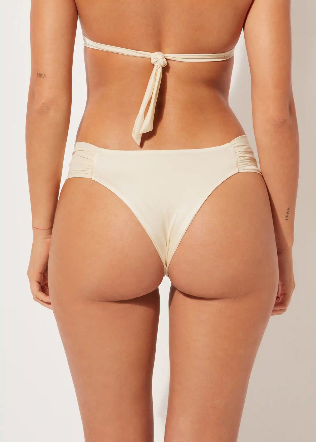 Shiny Satin Draped Brazilian Swimsuit Bottom