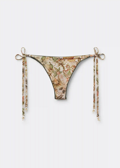 Tropical Foliage Brazilian String Swimsuit Bottoms