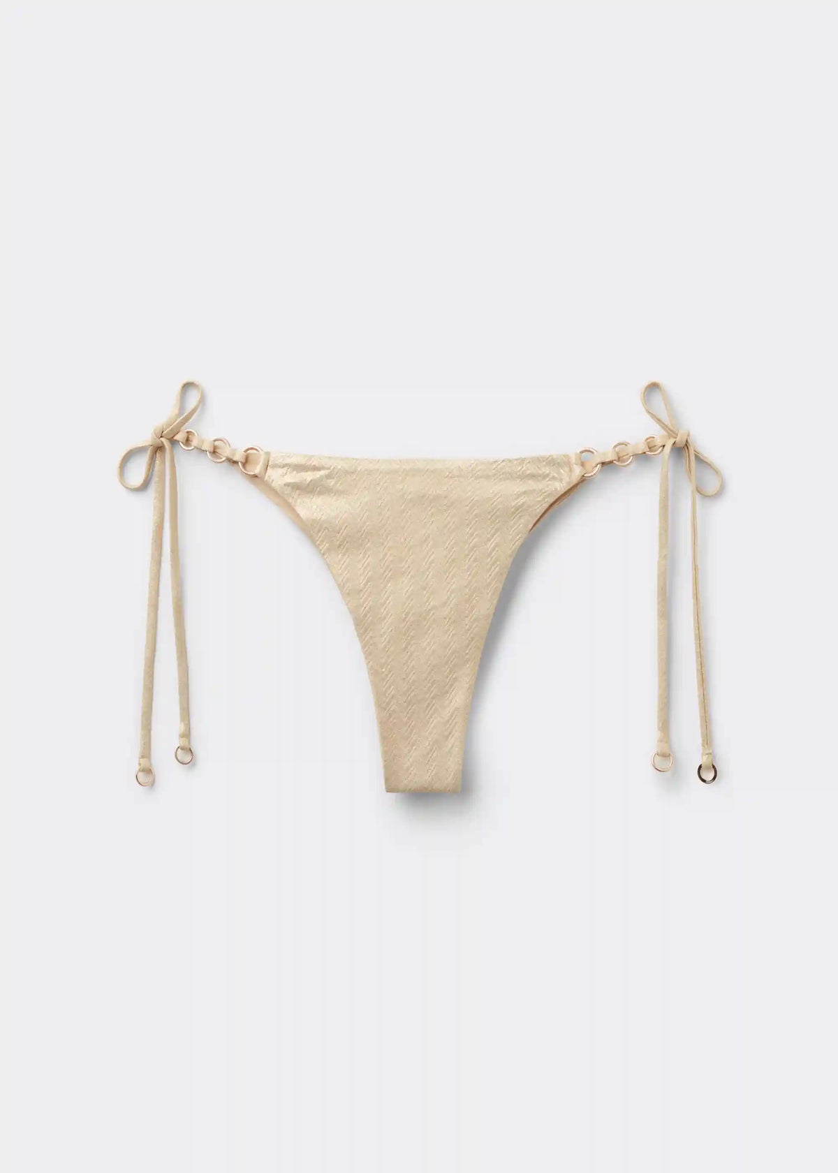 Tied Brazilian Swimsuit Bottoms Gold Waves