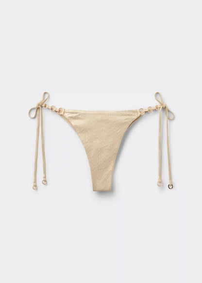 Tied Brazilian Swimsuit Bottoms Gold Waves