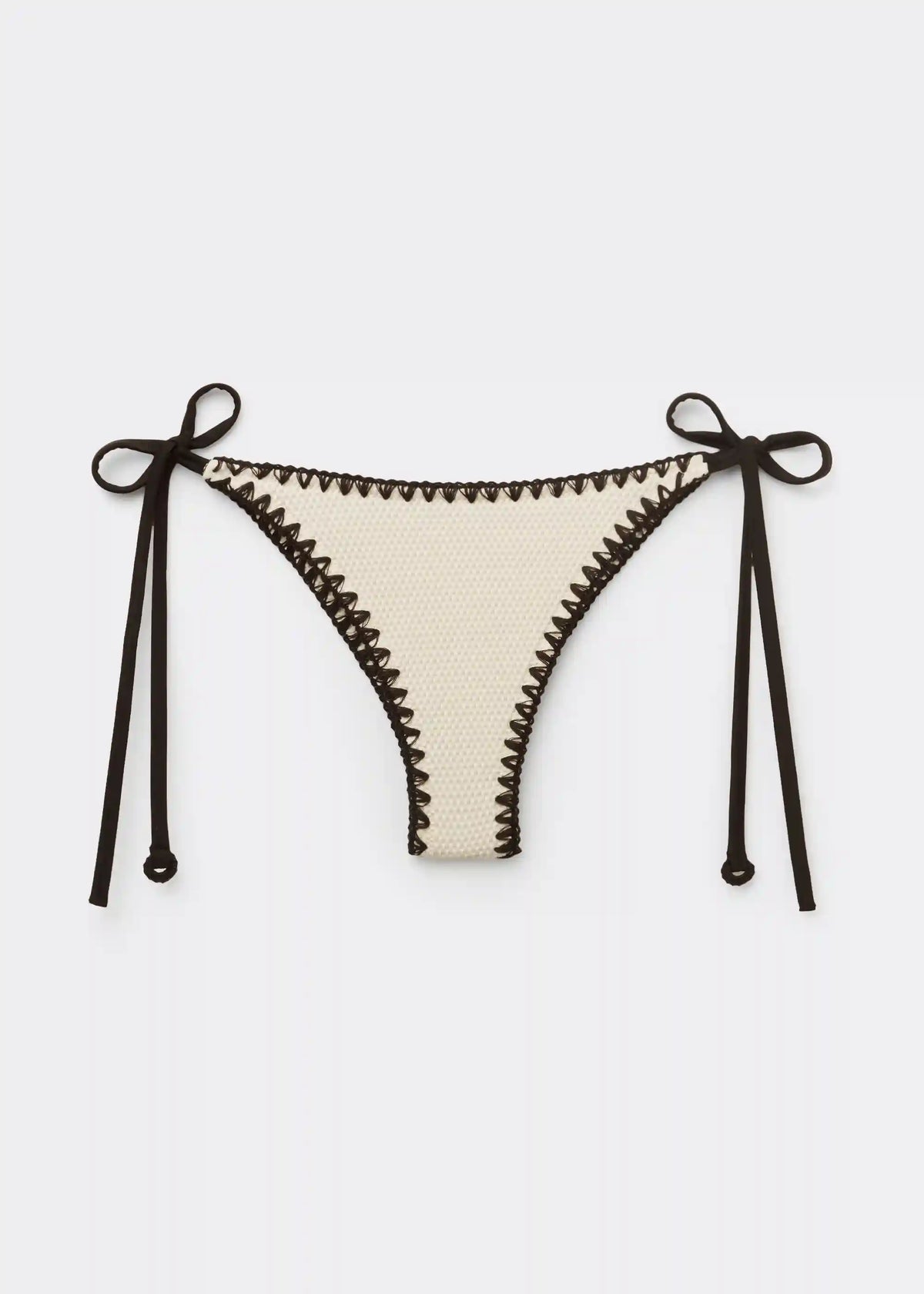 Brazilian String Swimsuit Bottom Bicolor Embroidery