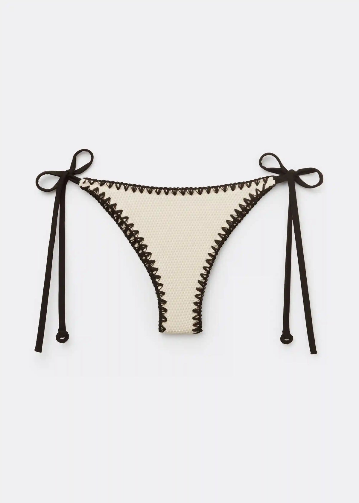 Brazilian String Swimsuit Bottom Bicolor Embroidery