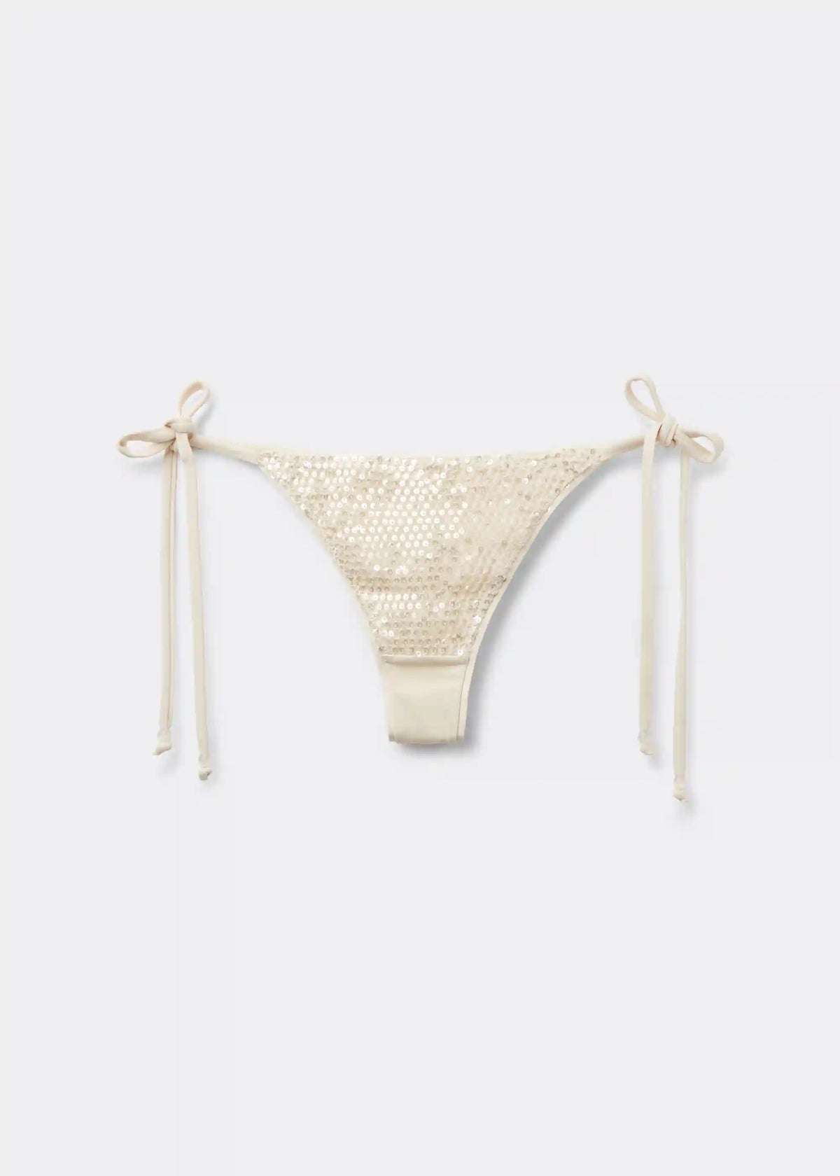 Brazilian String Swimsuit Bottom Sequin Net