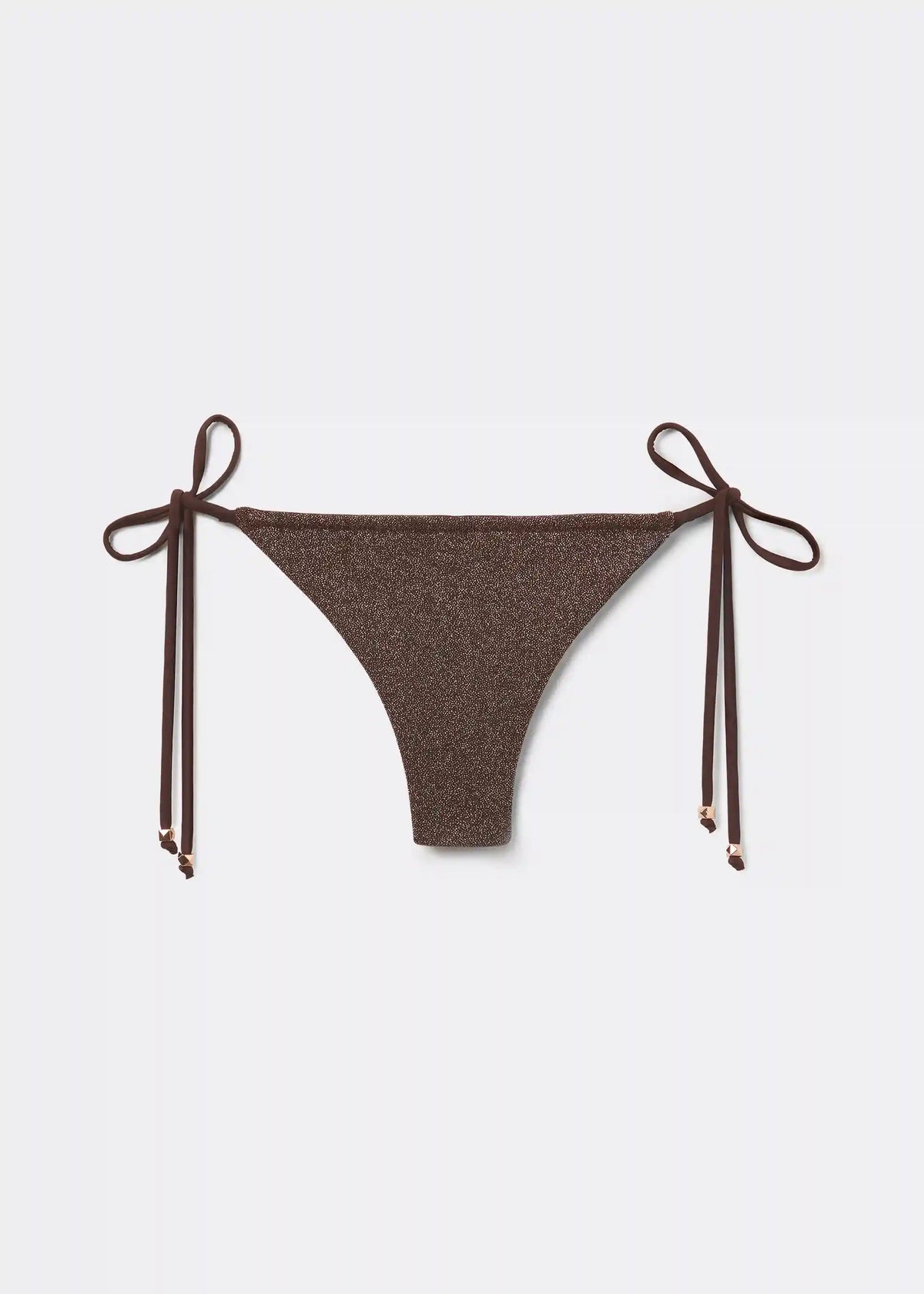 Brazilian String Swimsuit Bottom Brown Glitter