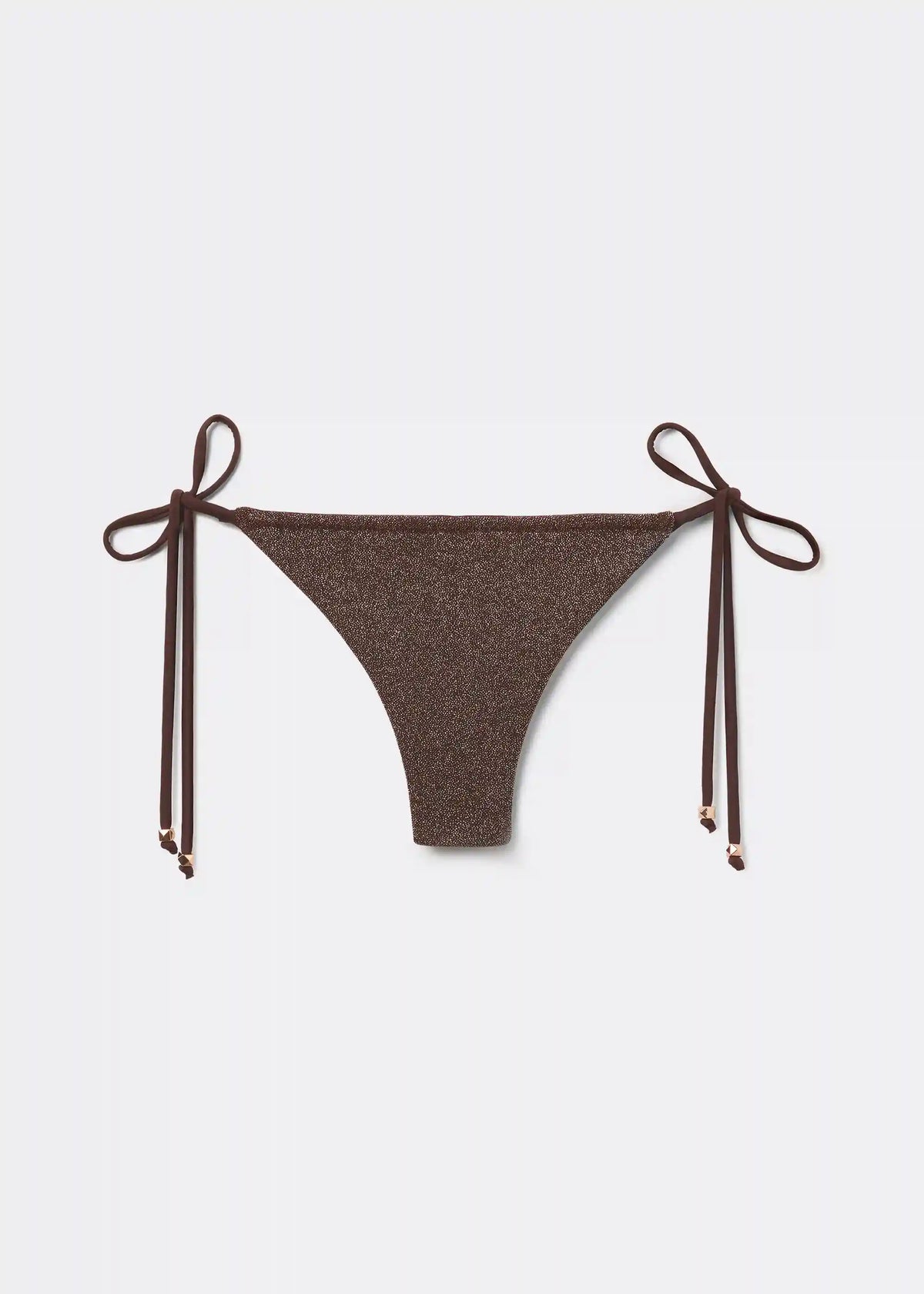 Brazilian String Swimsuit Bottom Brown Glitter