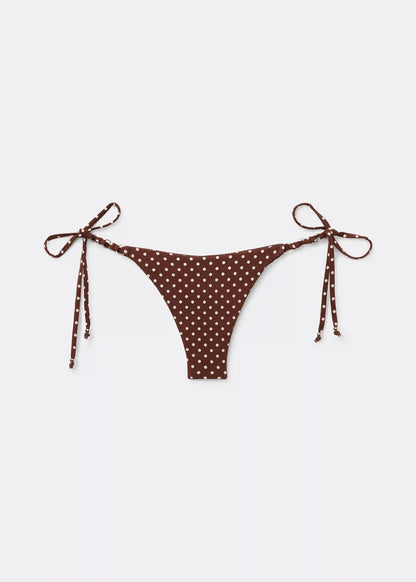 Brazilian String Swimsuit Bottom Polka Dot Brown