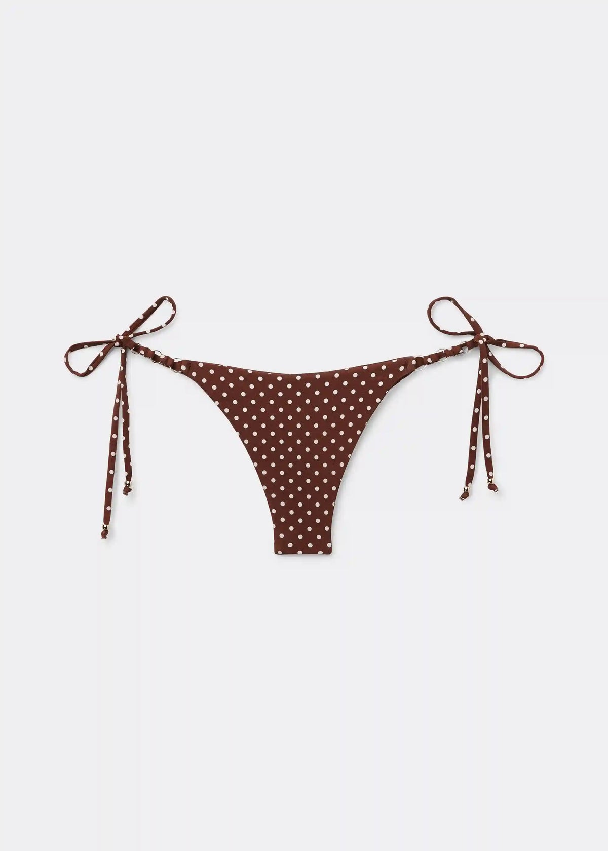 Brazilian String Swimsuit Bottom Polka Dot Brown