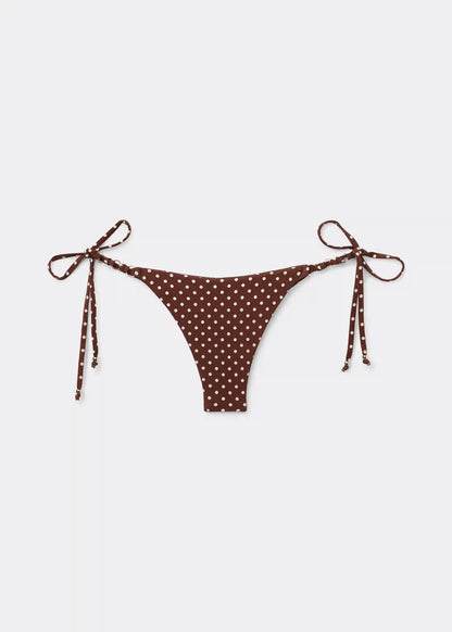 Brazilian String Swimsuit Bottom Polka Dot Brown