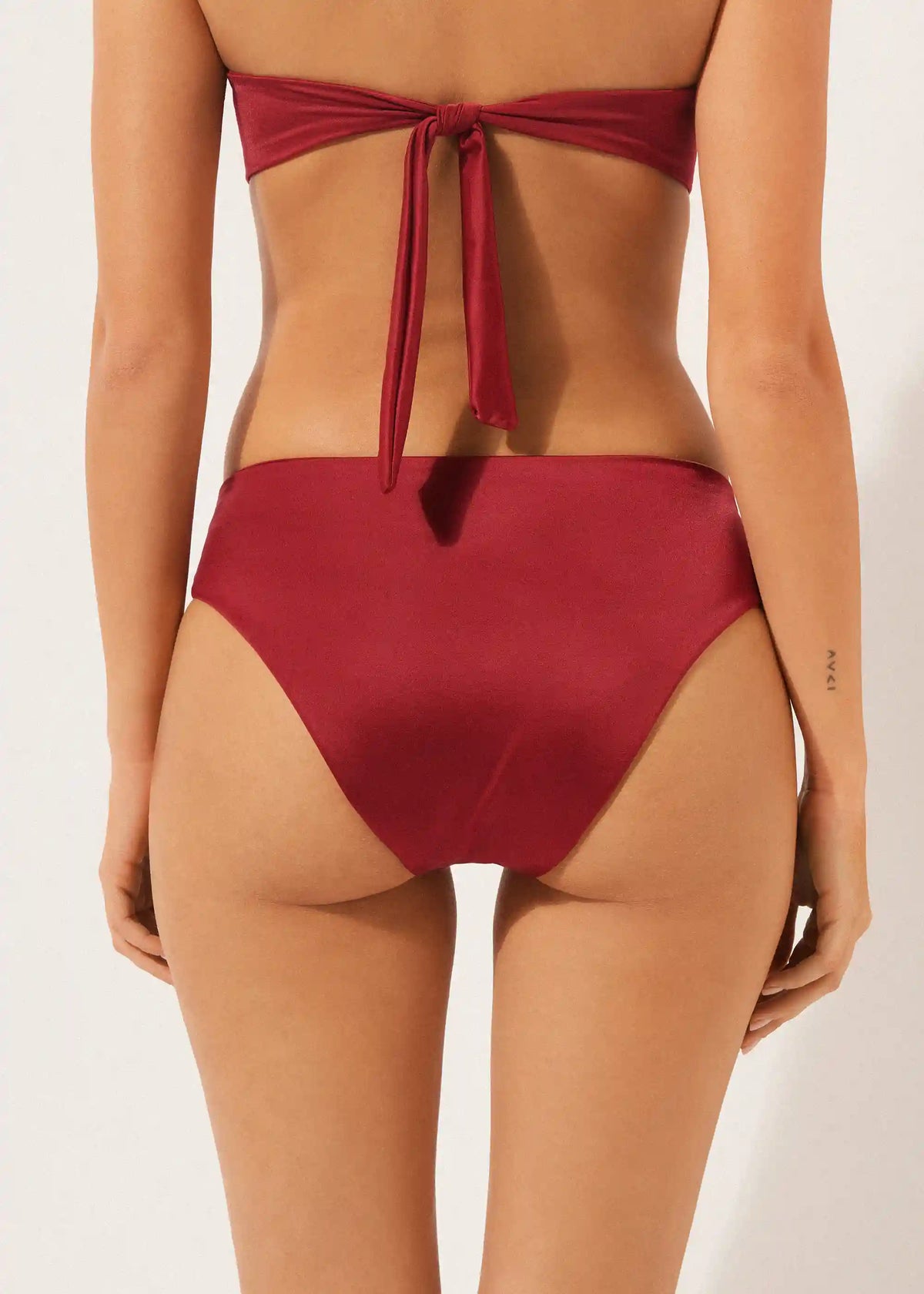 Shiny Satin High Rise Swimsuit Bottom