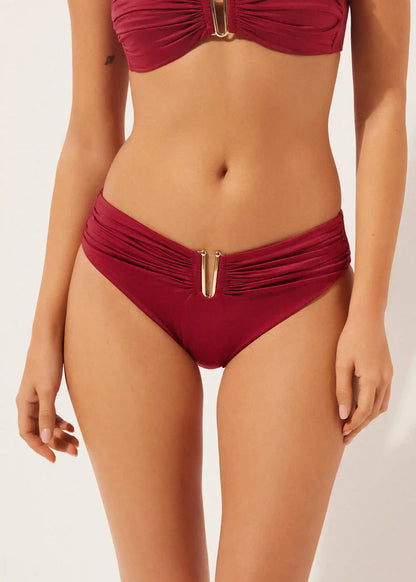 Shiny Satin High Rise Swimsuit Bottom
