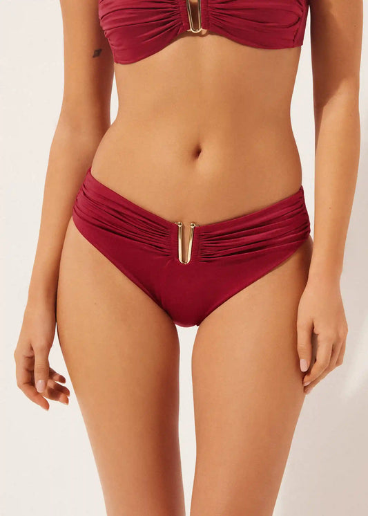 Shiny Satin High Rise Swimsuit Bottom