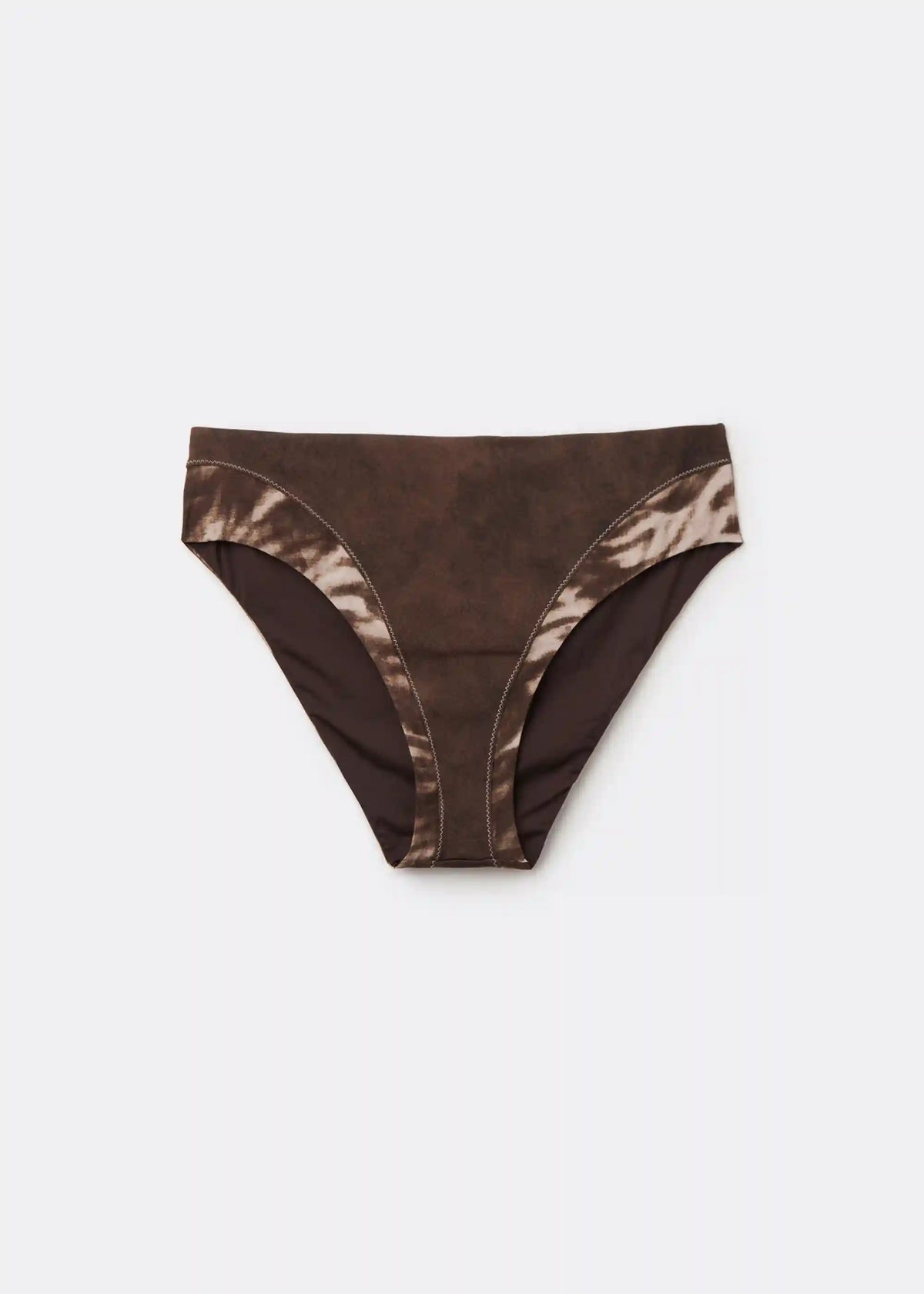 High Rise Swimsuit Bottom Brown Suede