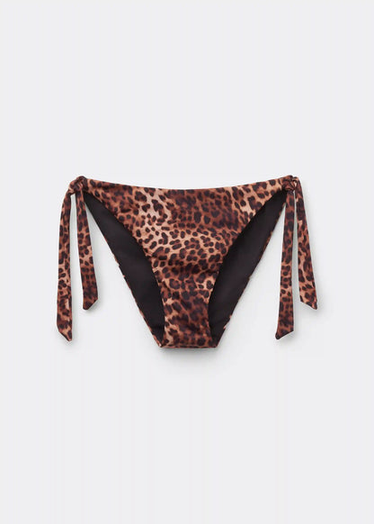 Brown Animalier Lace-Up Swimsuit Bottoms