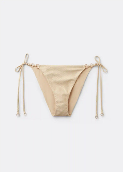 Tied Swimsuit Bottoms Gold Waves