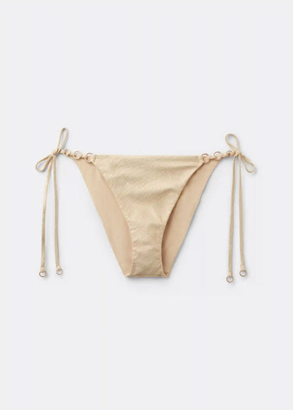 Tied Swimsuit Bottoms Gold Waves