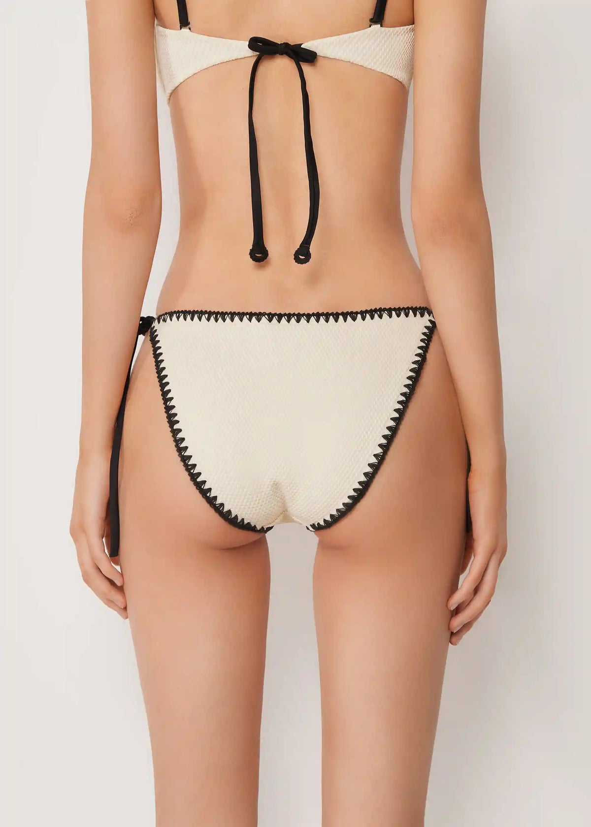 String Swimsuit Bottom Bicolor Embroidery