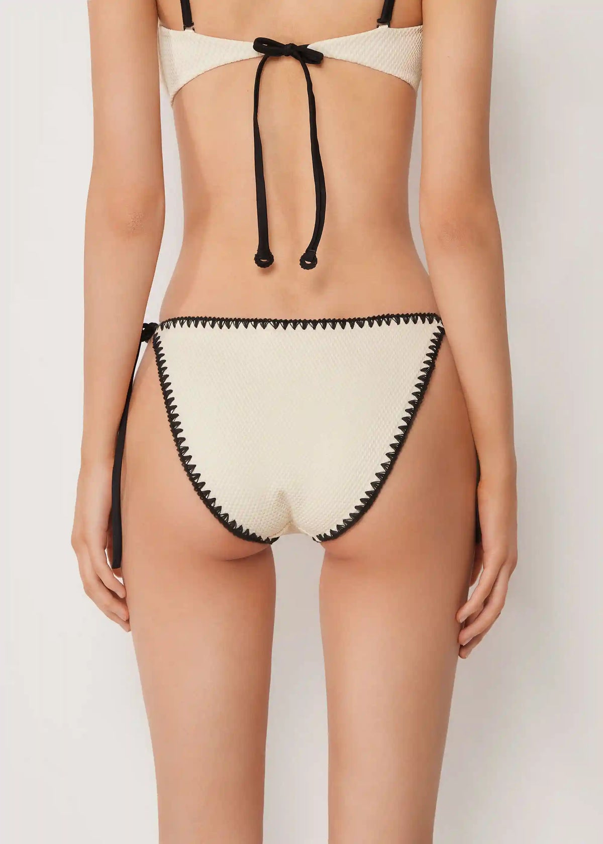 String Swimsuit Bottom Bicolor Embroidery