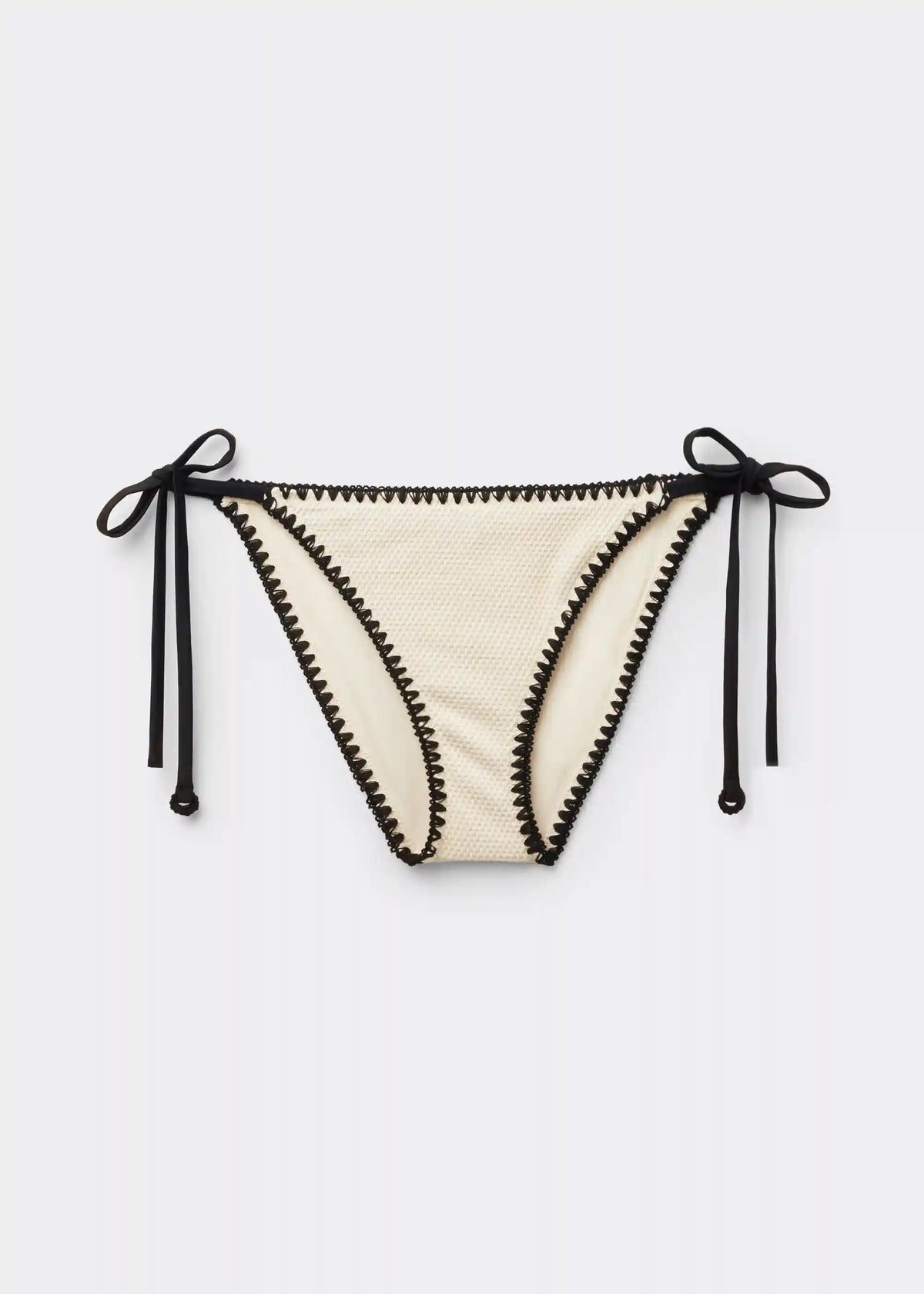 String Swimsuit Bottom Bicolor Embroidery