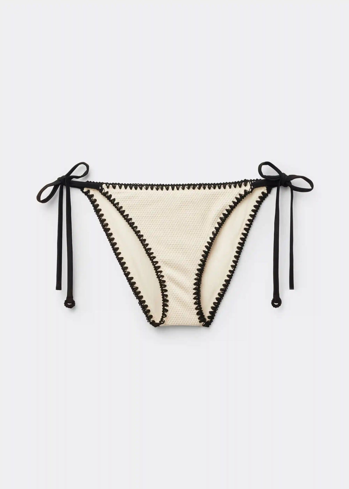 String Swimsuit Bottom Bicolor Embroidery