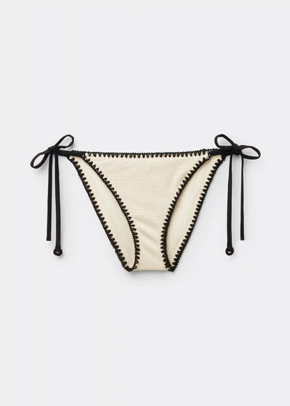 String Swimsuit Bottom Bicolor Embroidery