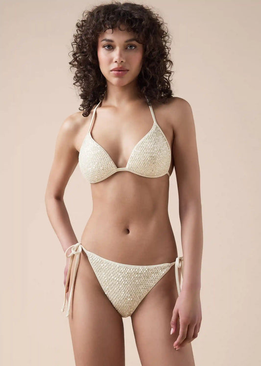 String Swimsuit Bottom Sequin Net