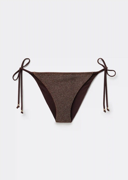 String Swimsuit Bottom Brown Glitter