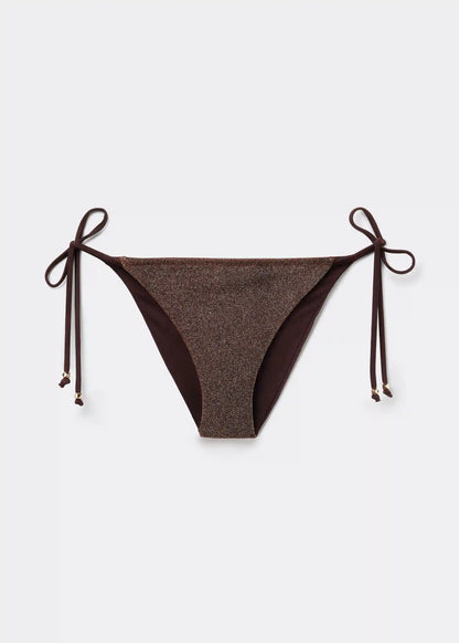String Swimsuit Bottom Brown Glitter