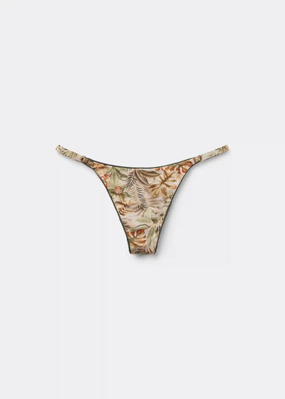 Tropical Foliage Thong Swimsuit Bottoms