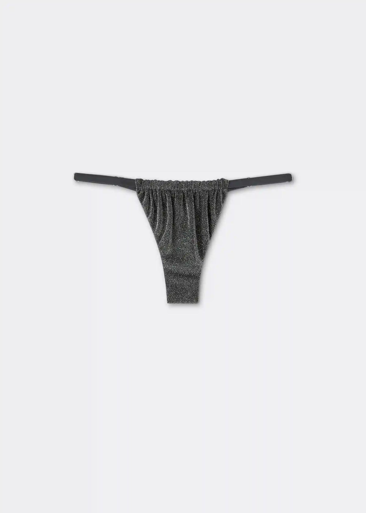 Thong Swimsuit Bottom Silver Glitter