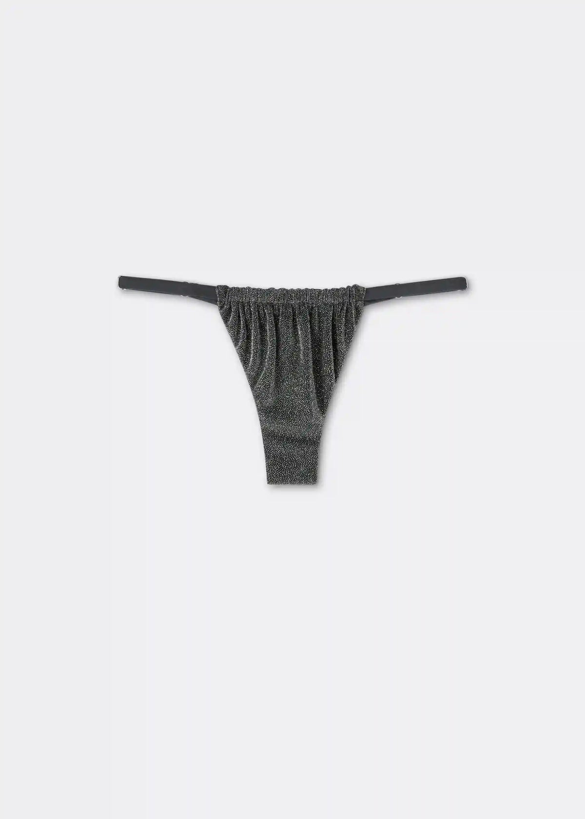 Thong Swimsuit Bottom Silver Glitter