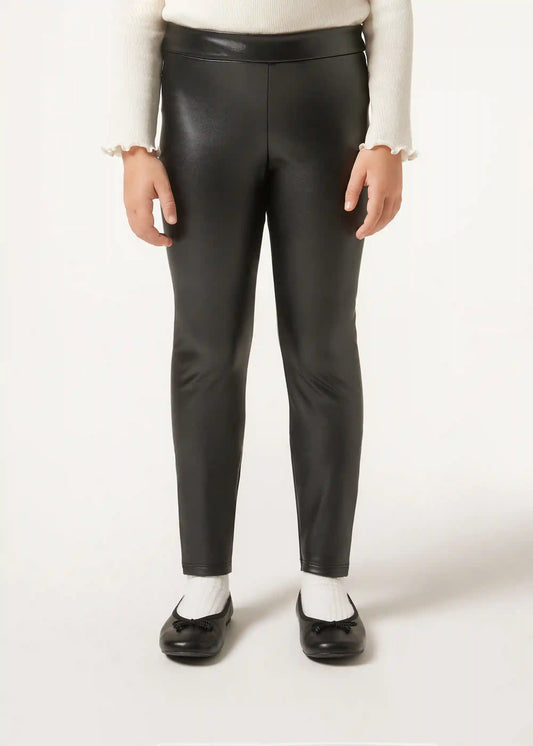 Girls’ Leather Effect Thermal Leggings