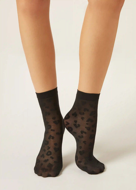 Sheer Animal Pattern Short Socks