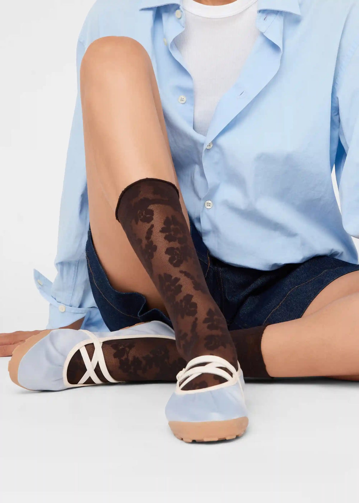 Sheer Floral Socks