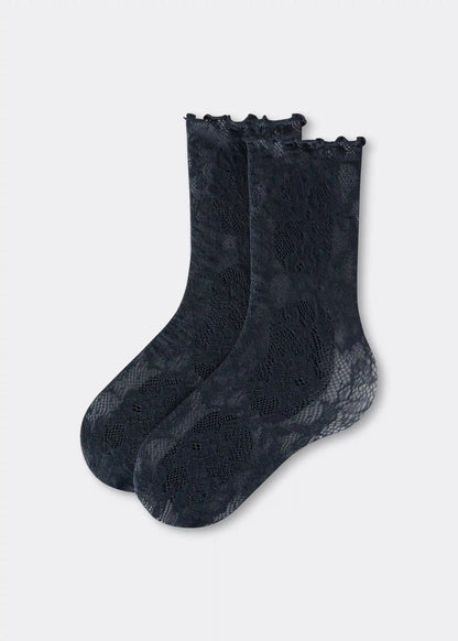 Elastic-Free Floral Short Socks