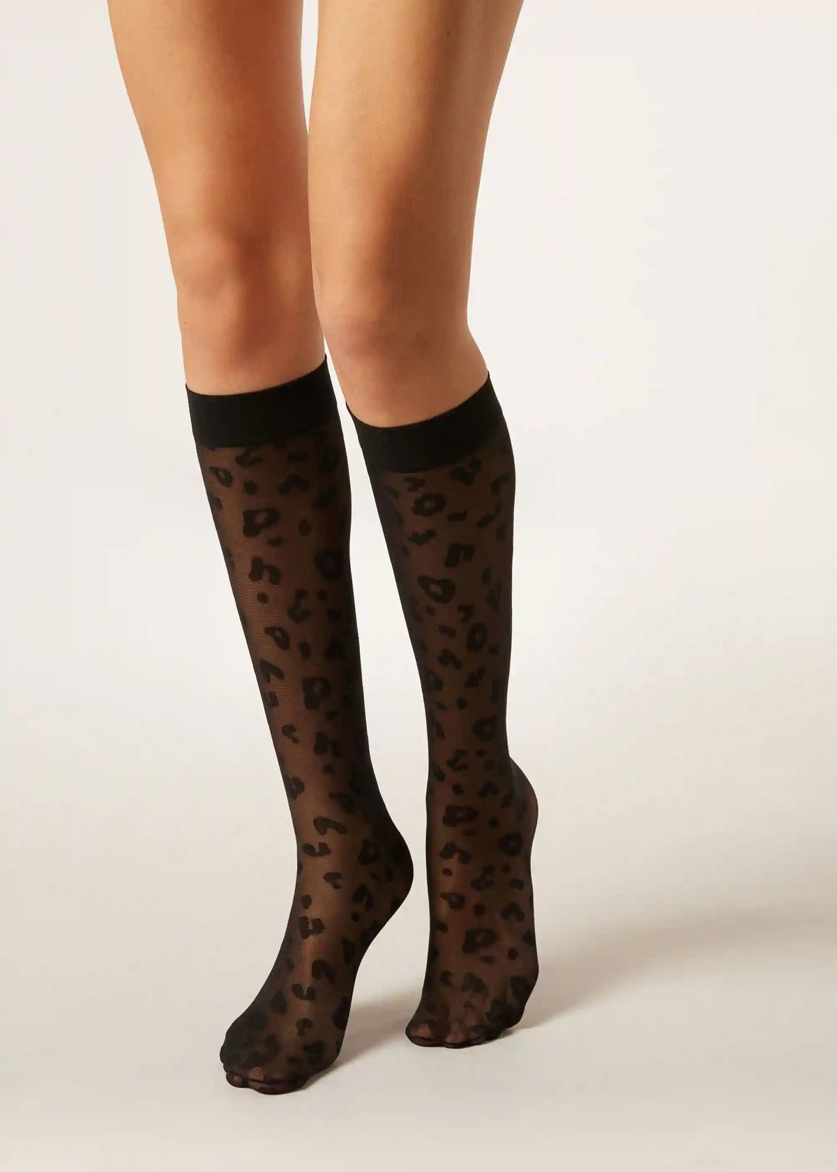 Animal Pattern Sheer Knee-High Socks